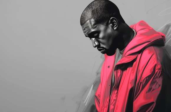 American Singer and Rapper in Red - HD Music Wallpaper