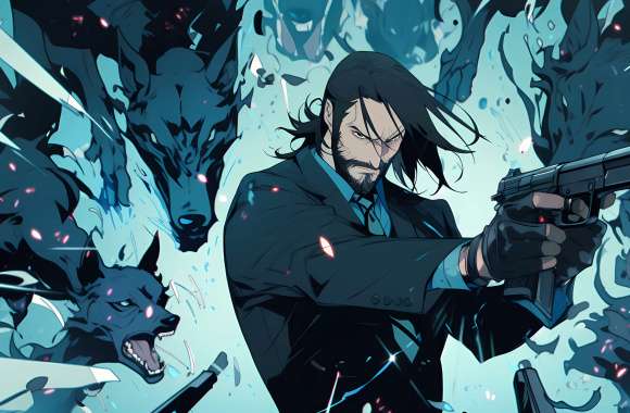 Anime-Style John Wick Action Wallpaper HD wallpapers hd quality