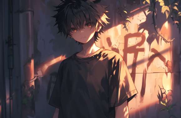 Anime Boy in Sunset Light