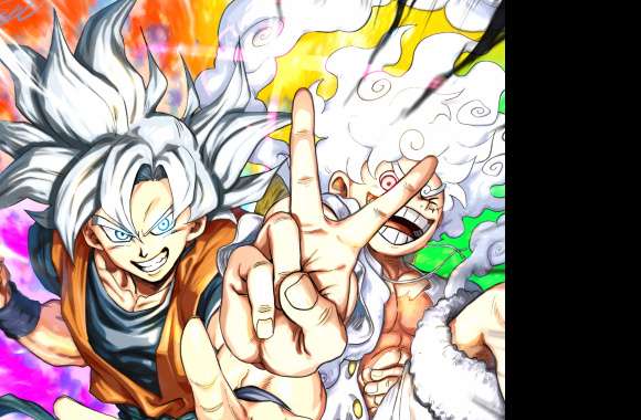 Anime Crossover Goku Monkey D. Luffy Gear 5 (One Piece)