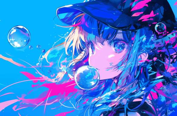 Anime Girl in Blue - Vibrant wallpapers hd quality