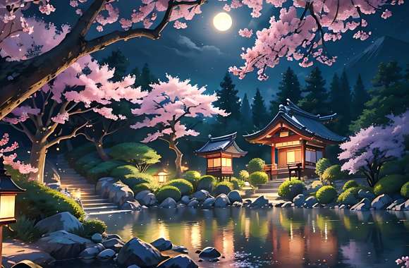 anime landscape sakura