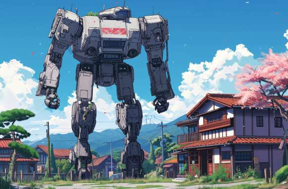 Anime Mecha Giant Robot – Tranquil Town Scenery