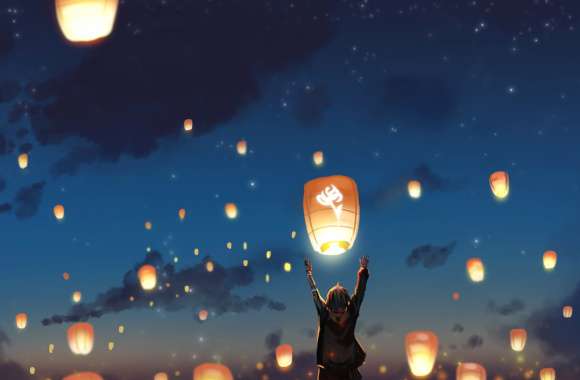 Anime Night Sky Lanterns