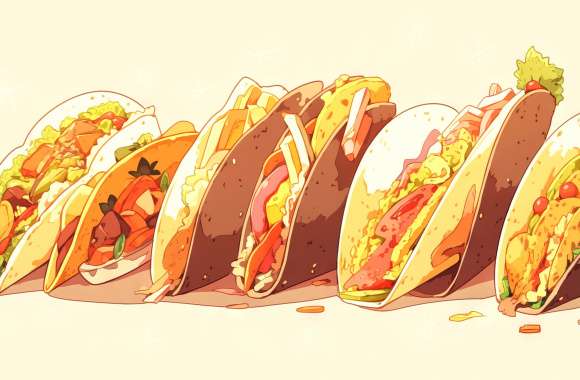 Anime Style Taco Food Wallpaper