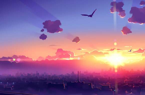 Anime Sunset Elegance -