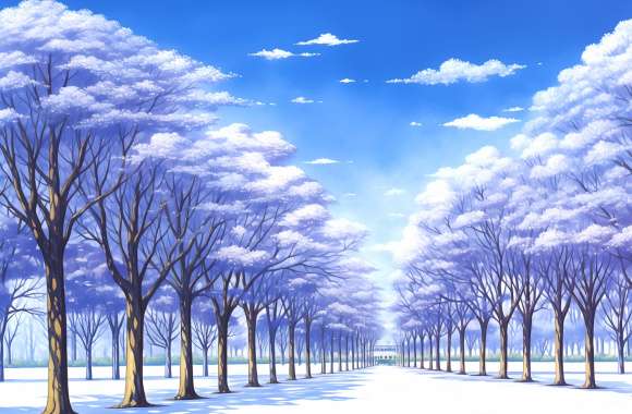 Anime Winter Wonderland - HD Landscape Wallpaper