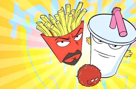 Aqua Teen Hunger Force – Vibrant Cartoon Trio Background