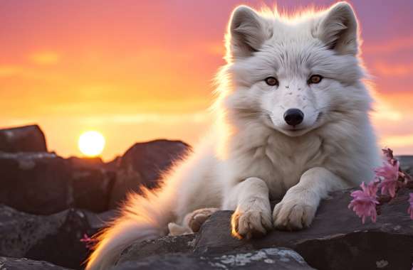 Arctic Fox Sunset Wallpaper HD