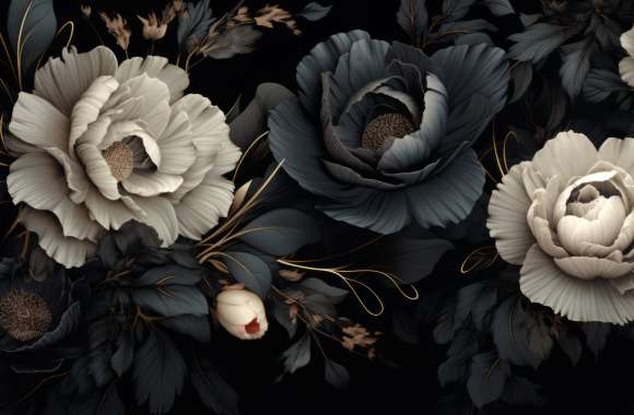 Artistic Black Floral -