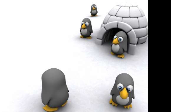 Artistic Penguin and Igloo wallpapers hd quality