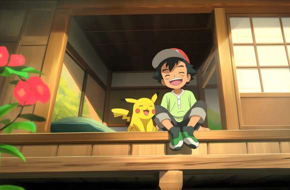 Ash & Pikachu Laughing wallpapers hd quality