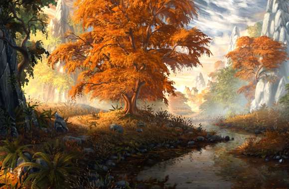 Autumn Serenity - Nature River Tree