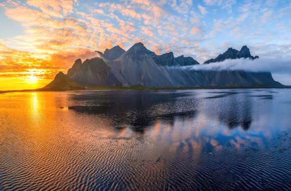 Beach Mountain Iceland Nature Vestrahorn