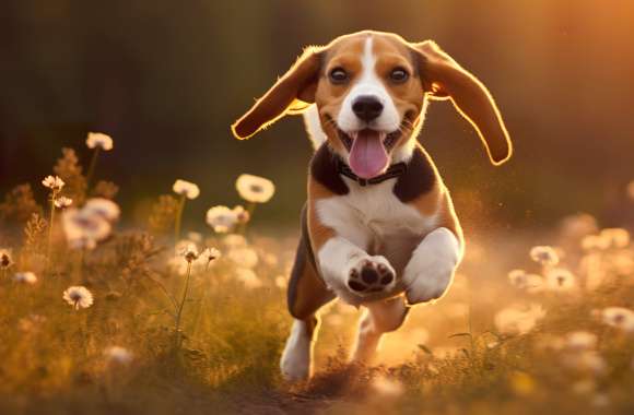 Beagle Dog Playing In The Park Wallpaper wallpapers hd quality