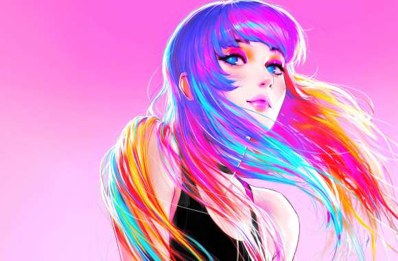 Beautiful girl Colorful art