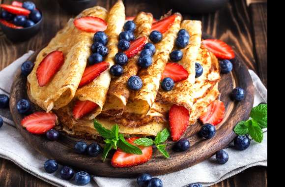 Berry Fruit Strawberry Blueberry Still Life Food Crêpe