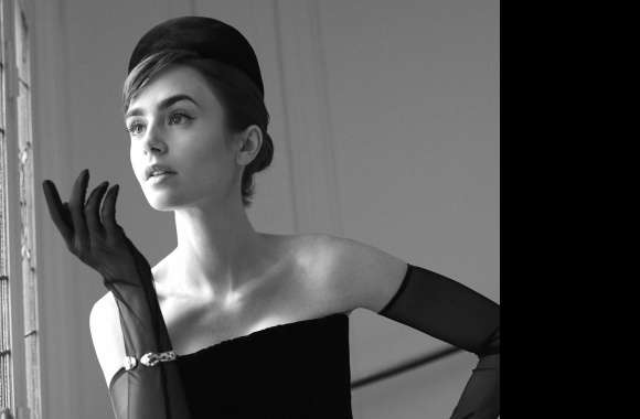 Black & White Celebrity Lily Collins wallpapers hd quality