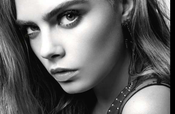 Black & White English Face Model Celebrity Cara Delevingne