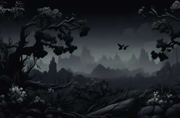 Black Landscape, Dark Nature Wallpaper