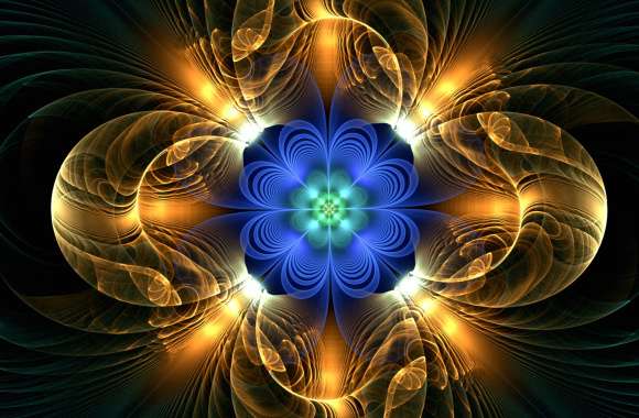 Blue Fractal Flower - Artistic