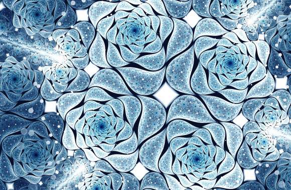 Blue Fractal Flower Pattern wallpapers hd quality