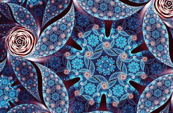 Blue Pattern Flower Abstract Fractal