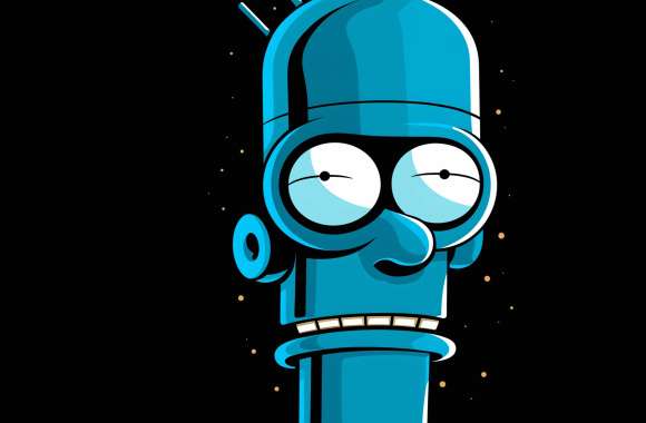 Blue Robot Cartoon HD Desktop Wallpaper