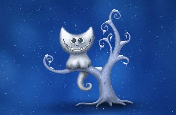 Blue Tree Cat Smile Animal Artistic