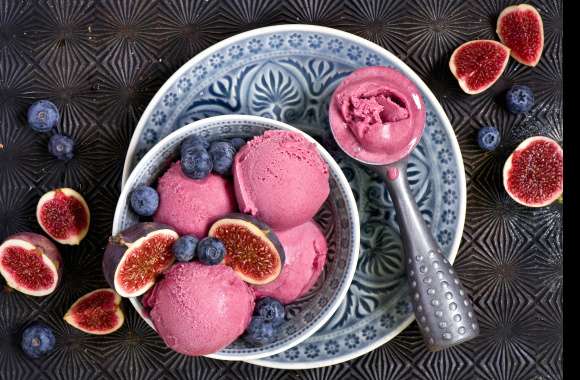 Blueberry Fig Still Life Fruit Food Ice Cream