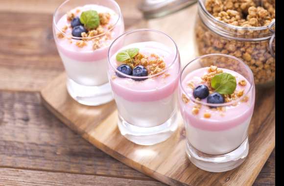 Blueberry Muesli Dessert Food Yogurt