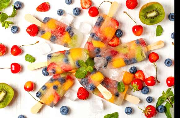 Blueberry Strawberry Cherry Still Life Kiwi Fruit Food Ice Cream