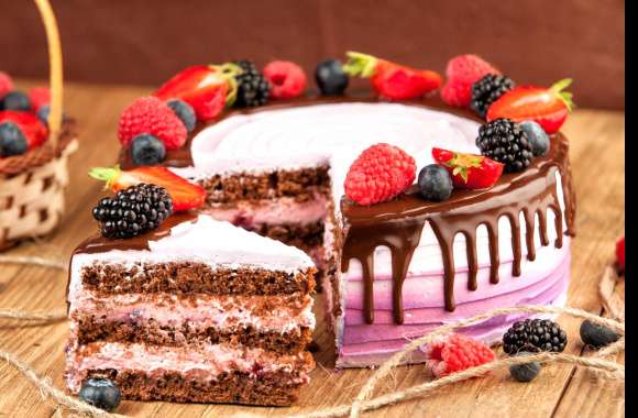 Blueberry Strawberry Raspberry Blackberry Berry Fruit Still Life Pastry Food Cake