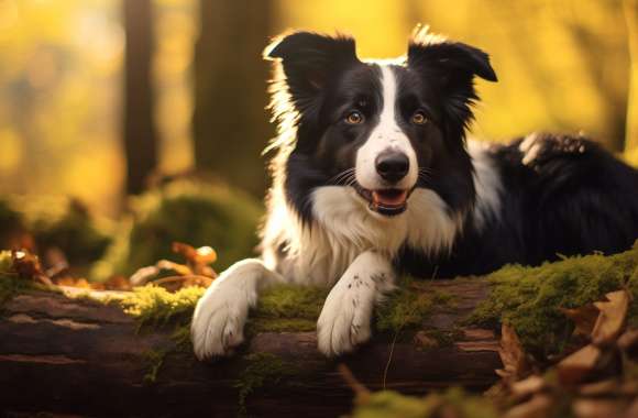 Border Collie in Autumn Forest