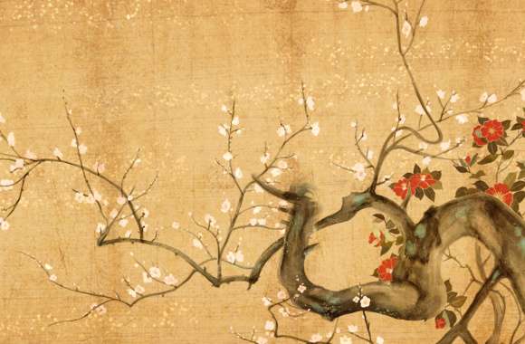 Branch Tree Flower Artistic Oriental wallpapers hd quality