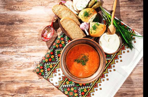 Bread Garlic Soup Food Still Life 8k Ultra