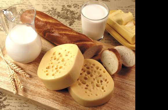 Butter Bread Milk Cheese Food Still Life