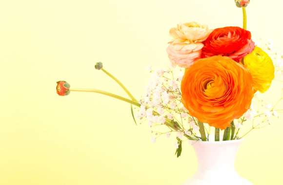 Buttercup Orange Flower Vase Colorful Man Made Flower