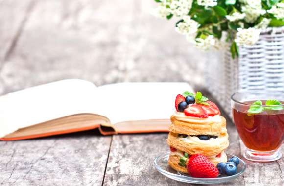 Cake Book Food Tea wallpapers hd quality