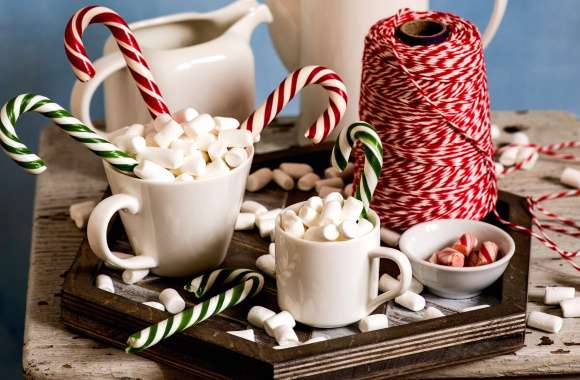 Candy Cane Sweets Candy Cup Still Life Food Marshmallow