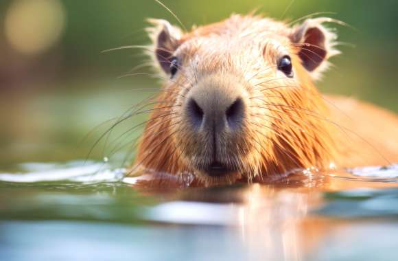 Capybara Underwater Wallpaper