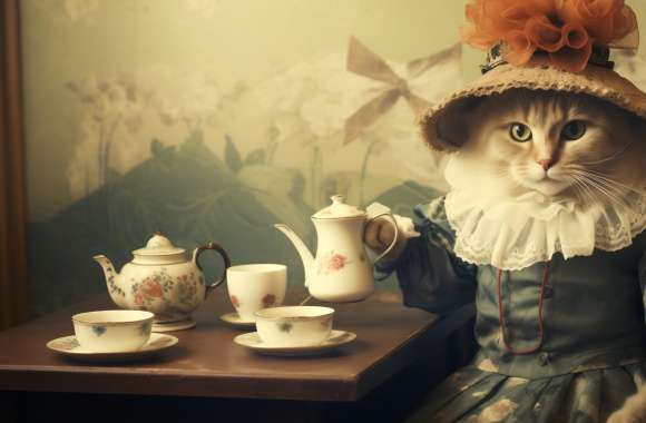 Cat Vintage AI Art