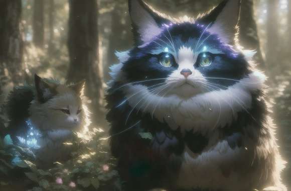 Cats in a magical forest