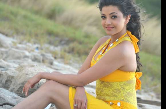 Celebrity Kajal in Yellow Dress