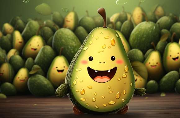 Cheerful Avocado Characters - AI Art wallpapers hd quality