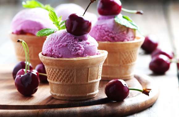 Cherry Delight Waffle Cone Ice Cream - wallpapers hd quality