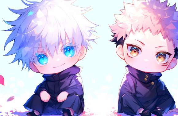 Chibi Satoru Gojo and Yuji Itadori - Jujutsu Kaisen Anime Art