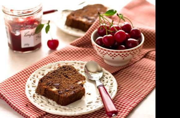 Chocolate Cherry Cake Food Still Life