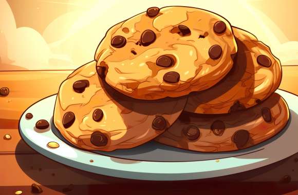 Chocolate Chip Cookies Illustration Wallpaper