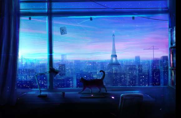 City Skylines and Starry Nights HD Anime Wallpaper